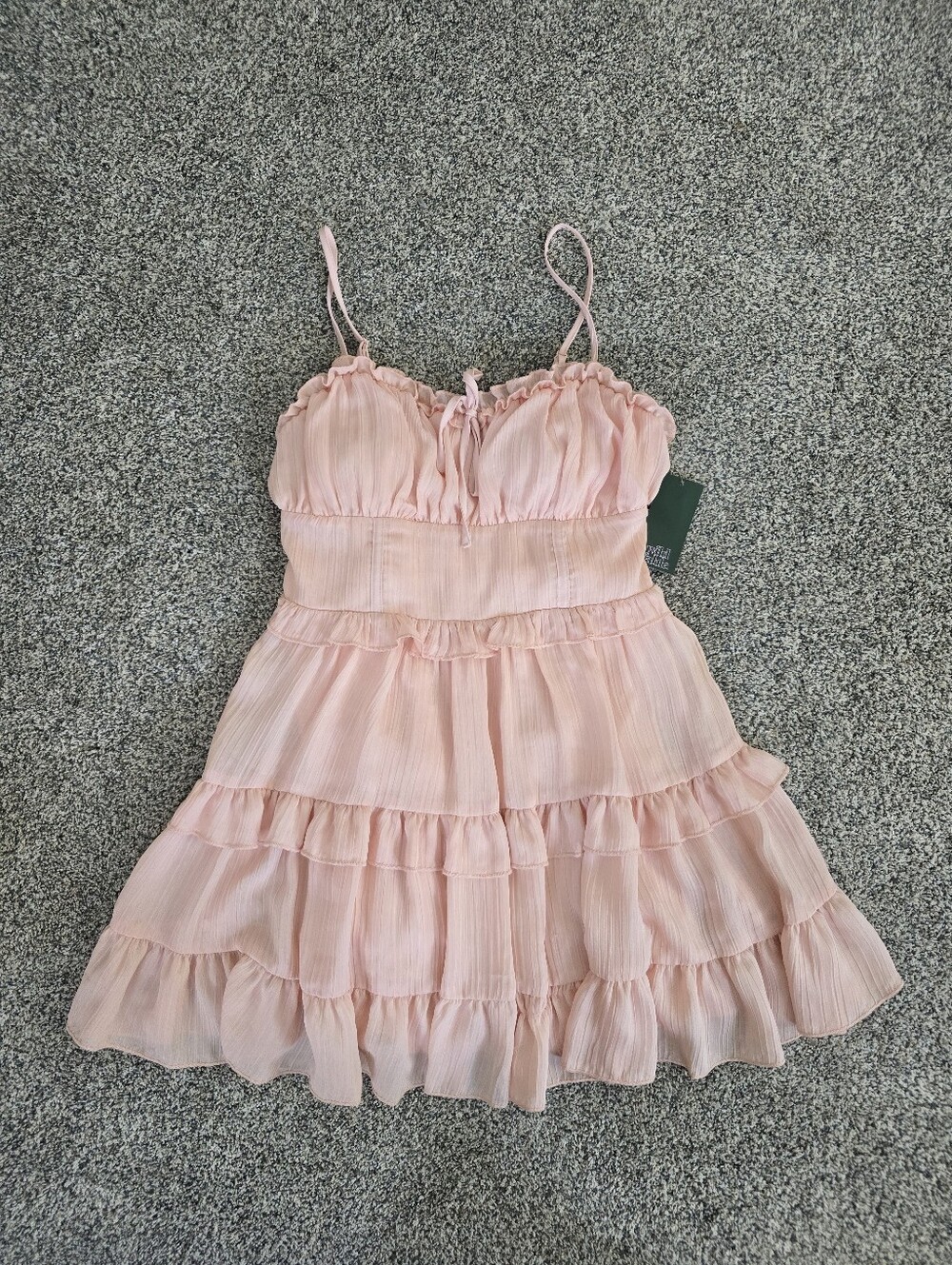 Wild Fable Blush Pink Chiffon Ruffle Tiered Babydoll Skater Mini Dress Small